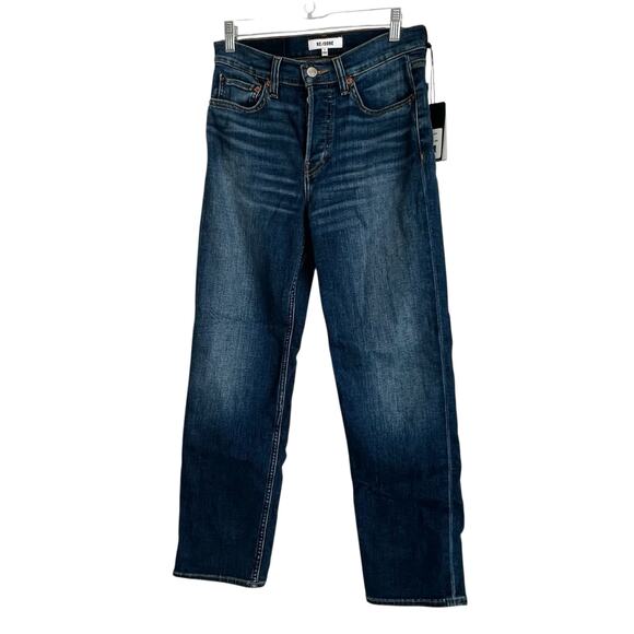 Re/Done Women's 70s Mid Rise Stove Pipe Jeans Dark Wash Blue Size 27 NWT - Picture 5 of 13